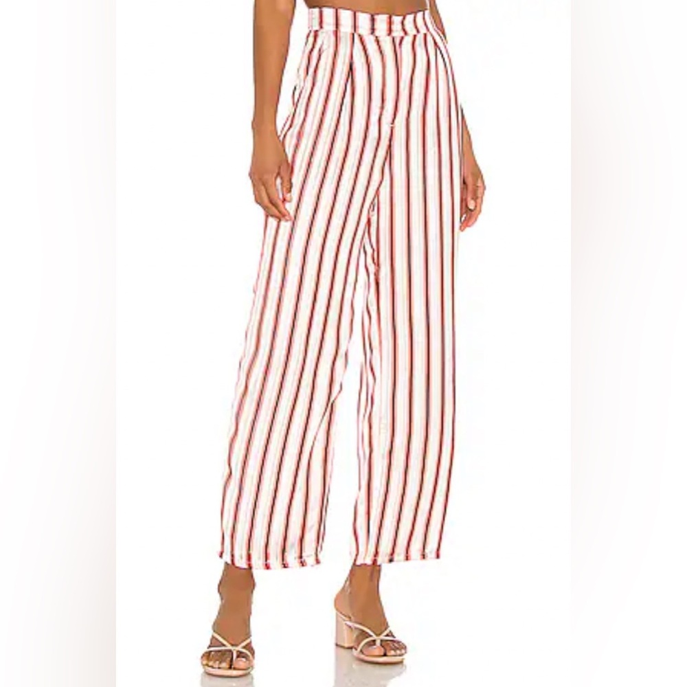 Revolve x House of Harlow 1960 Satin Stripe Alessia Wide-Leg Crop Trousers NWOT